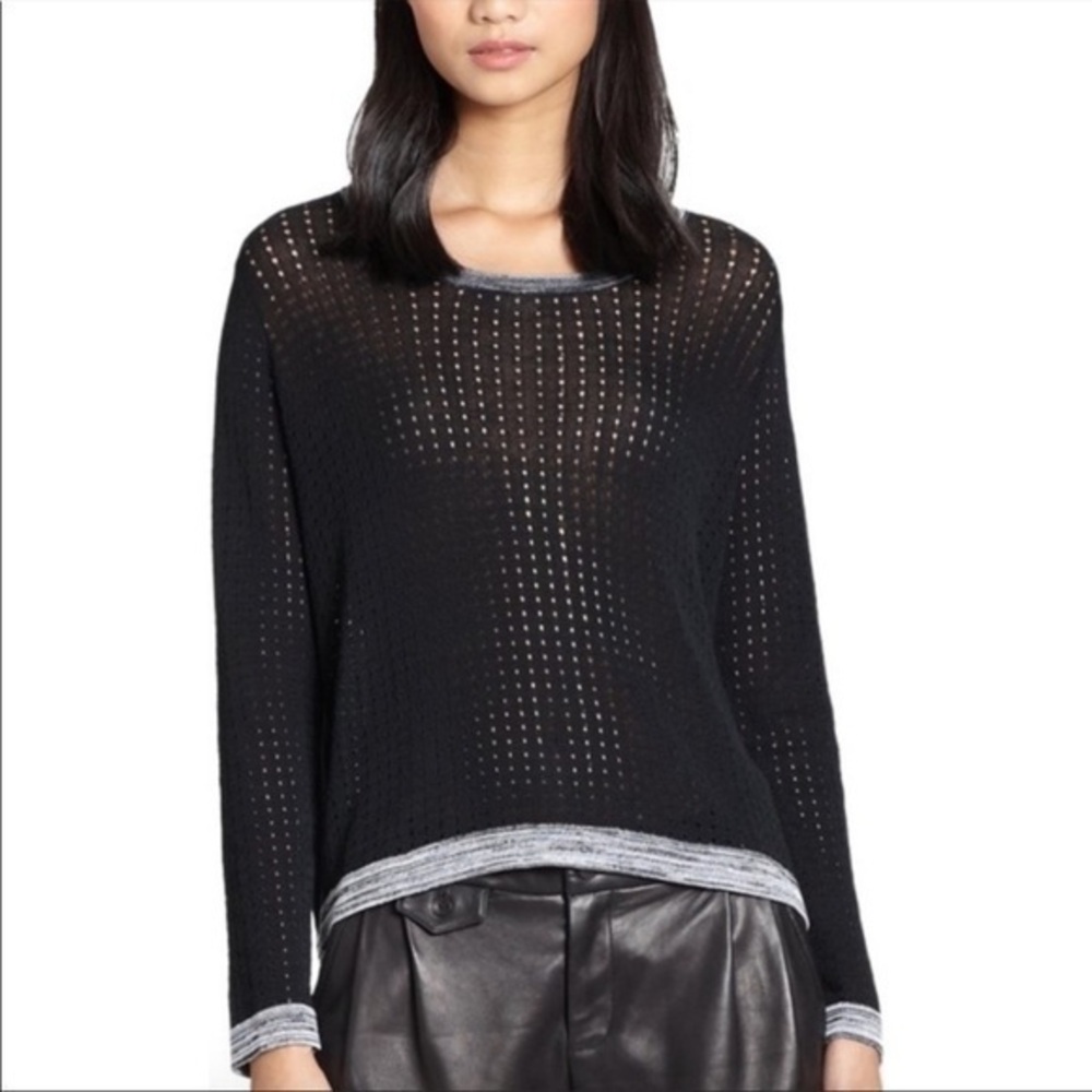 rag & Bone Ariana Perforated Split-Back Sweater size S
